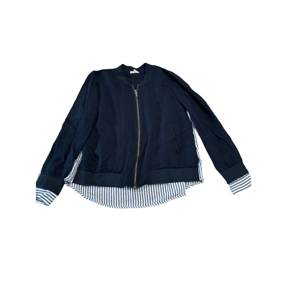 Mystree Striped Bomber Jacket Nautical Full Zip